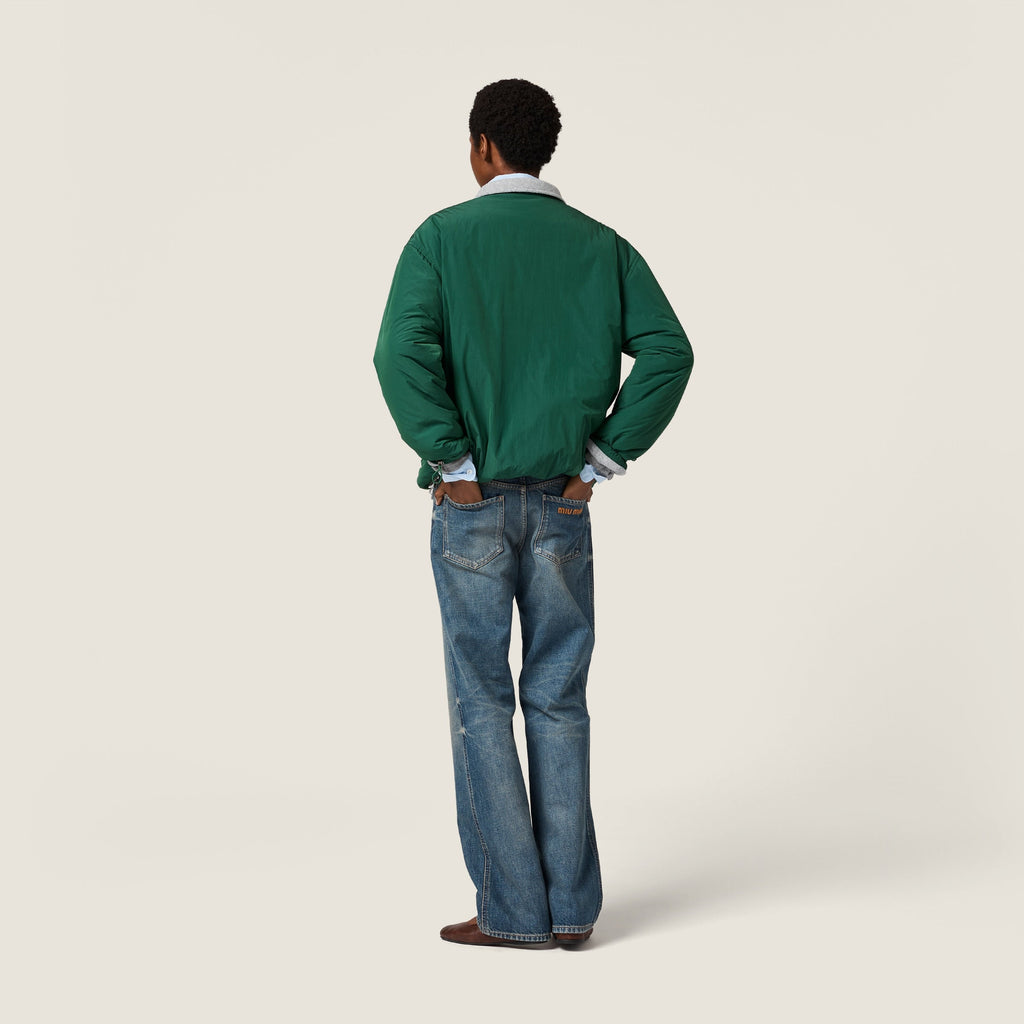 Veste en pongé et en molleton - Vert Bouteille