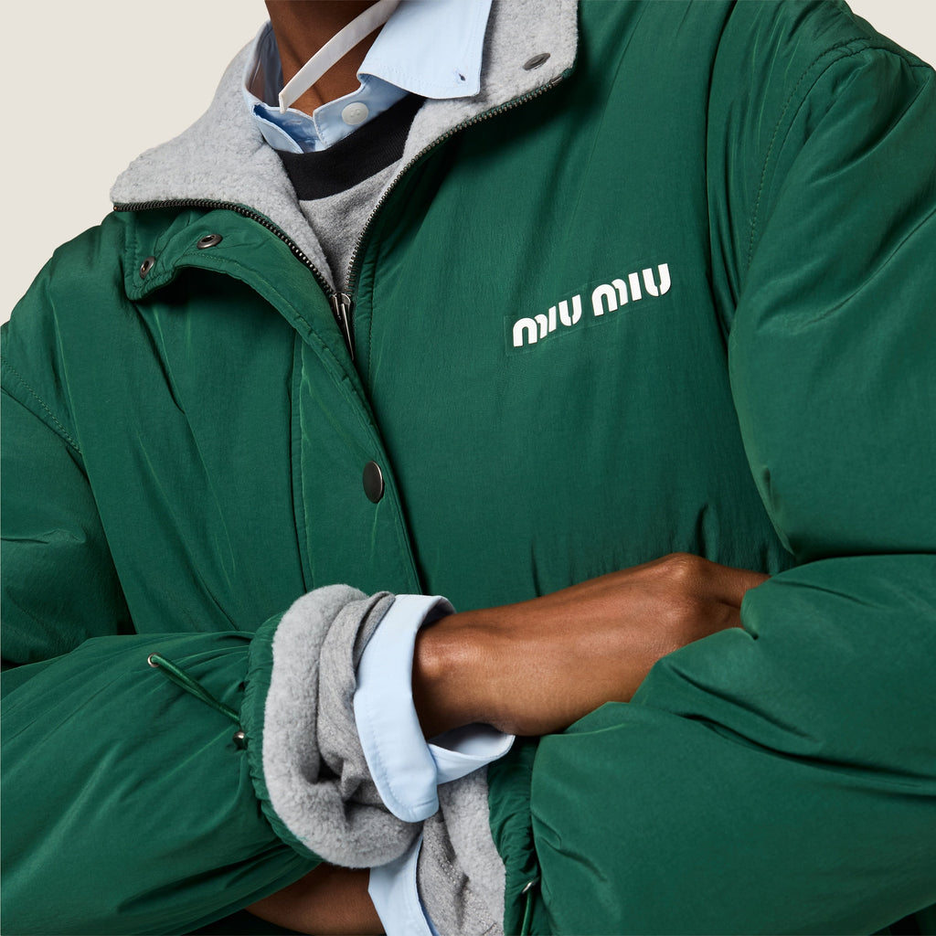 Veste en pongé et en molleton - Vert Bouteille