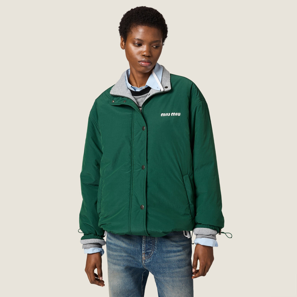 Veste en pongé et en molleton - Vert Bouteille