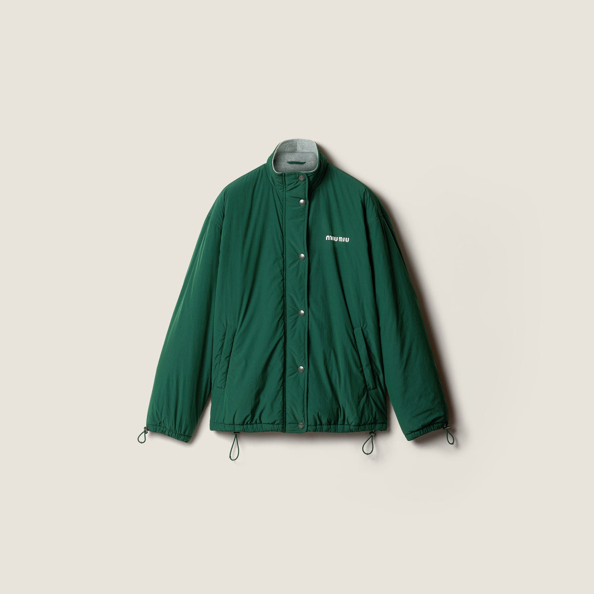 Veste en pongé et en molleton - Vert Bouteille