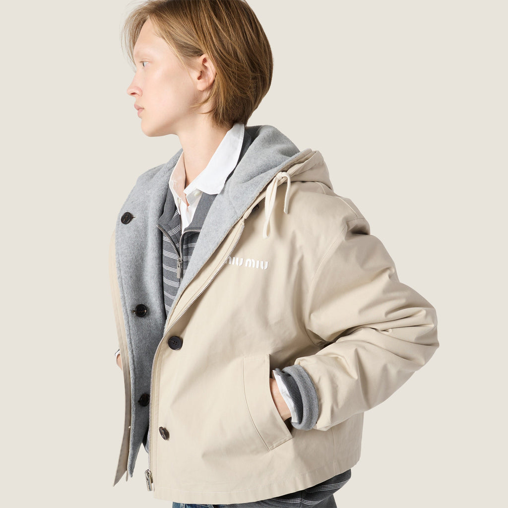 Blouson en coton Panama et molleton - Beige Sable