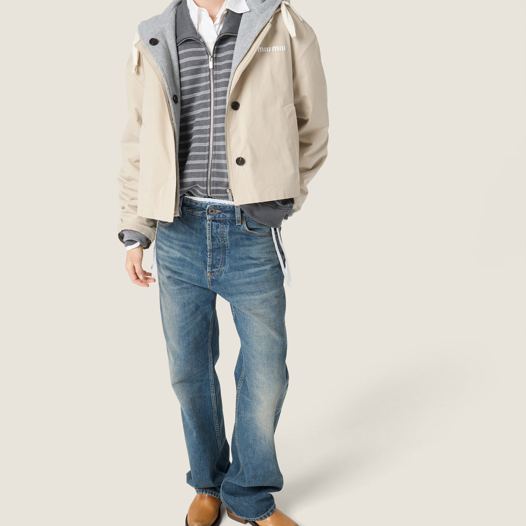 Blouson en coton Panama et molleton - Beige Sable
