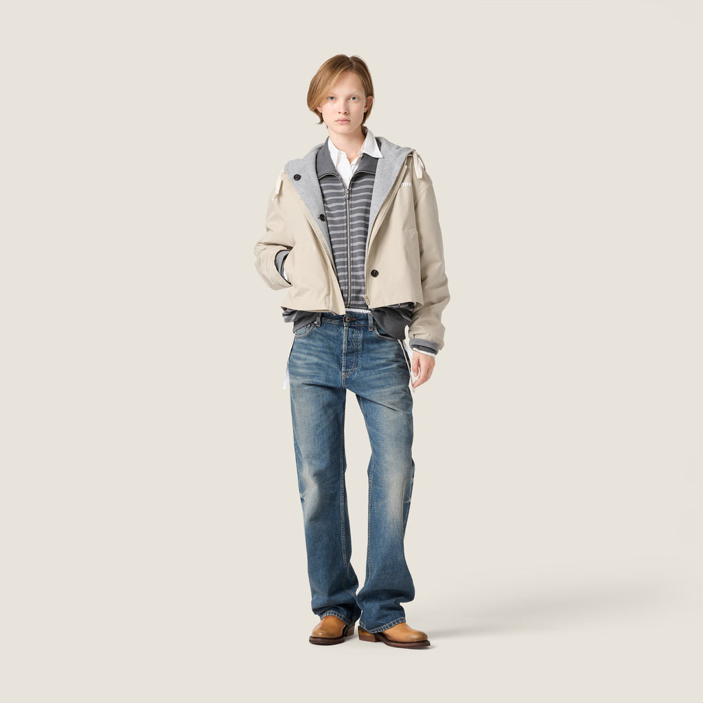 Blouson en coton Panama et molleton - Beige Sable