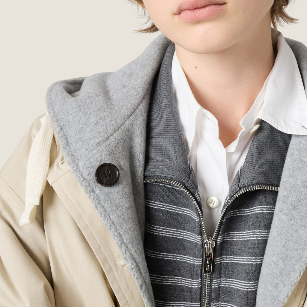 Blouson en coton Panama et molleton - Beige Sable