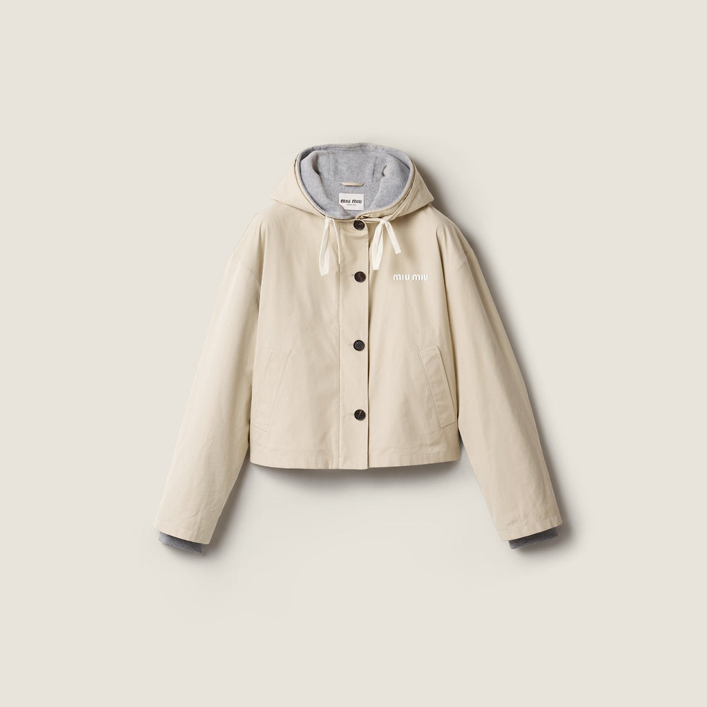 Blouson en coton Panama et molleton - Beige Sable