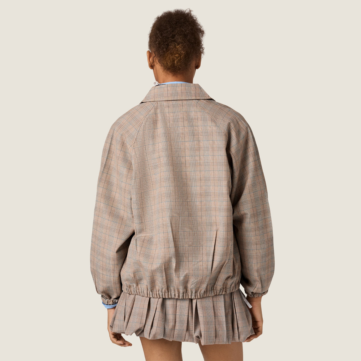 Blouson à carreaux prince-de-galles - Tabac
