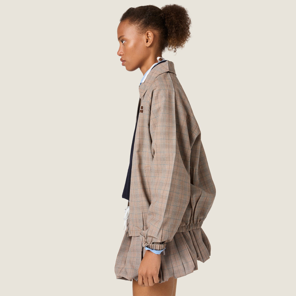 Blouson à carreaux prince-de-galles - Tabac