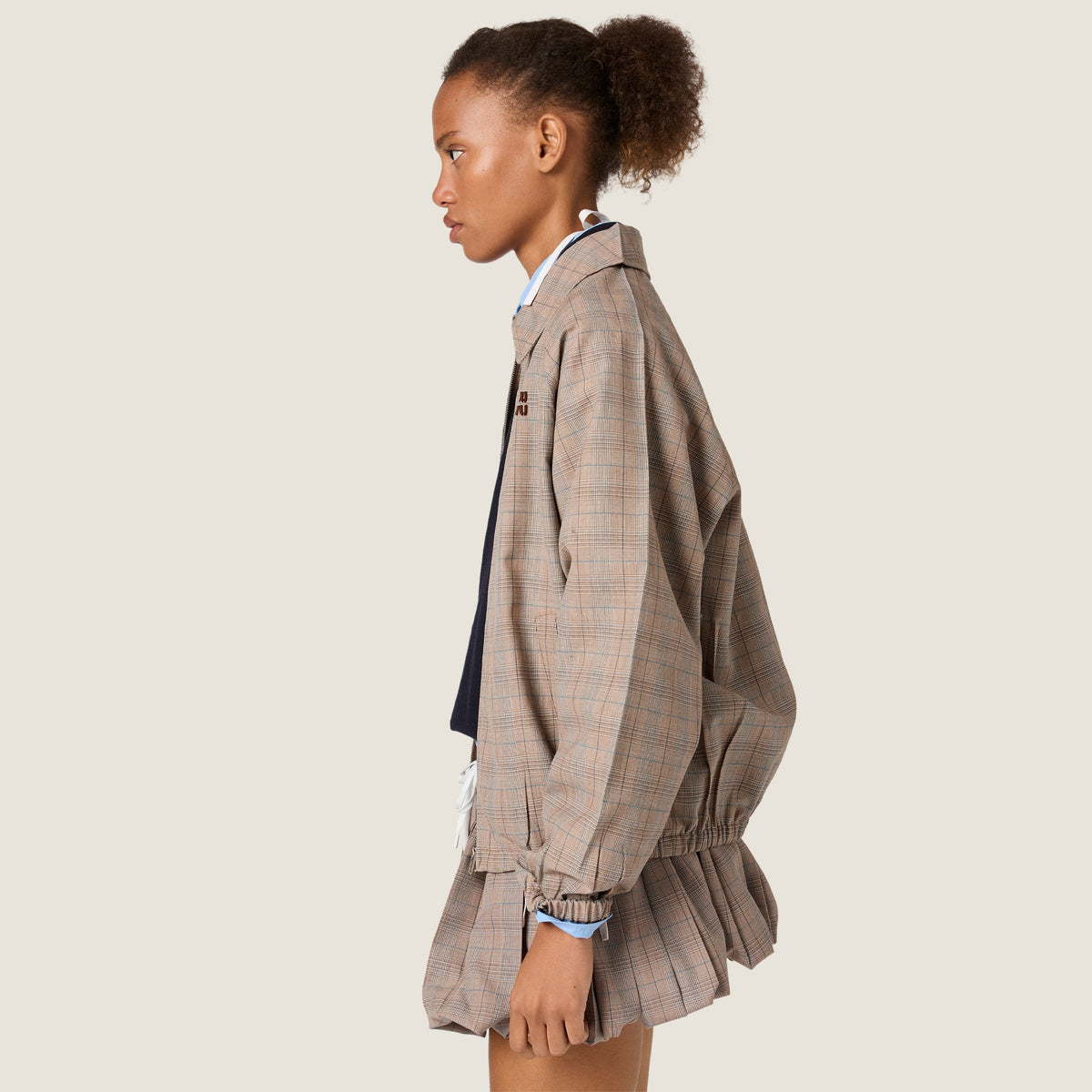 Blouson à carreaux prince-de-galles - Tabac