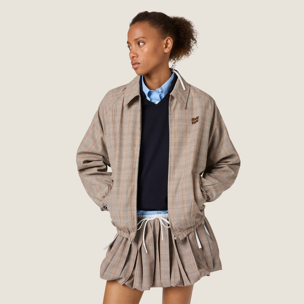 Blouson à carreaux prince-de-galles - Tabac