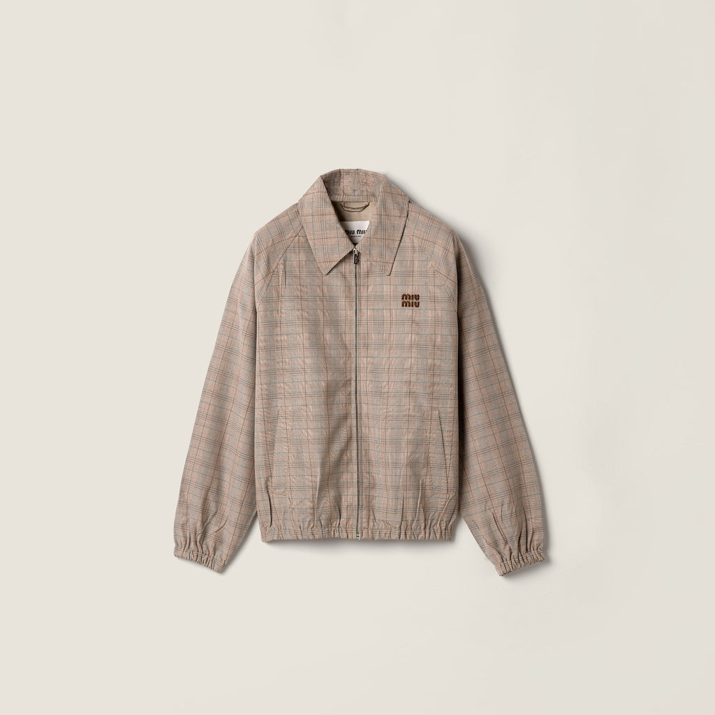 Blouson à carreaux prince-de-galles - Tabac