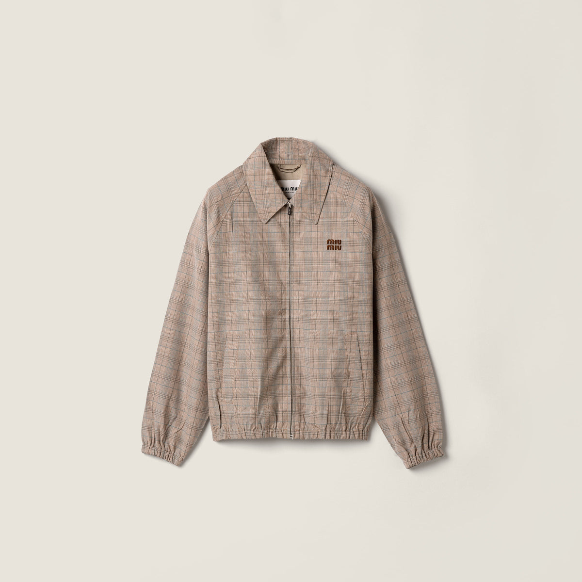 Blouson à carreaux prince-de-galles - Tabac