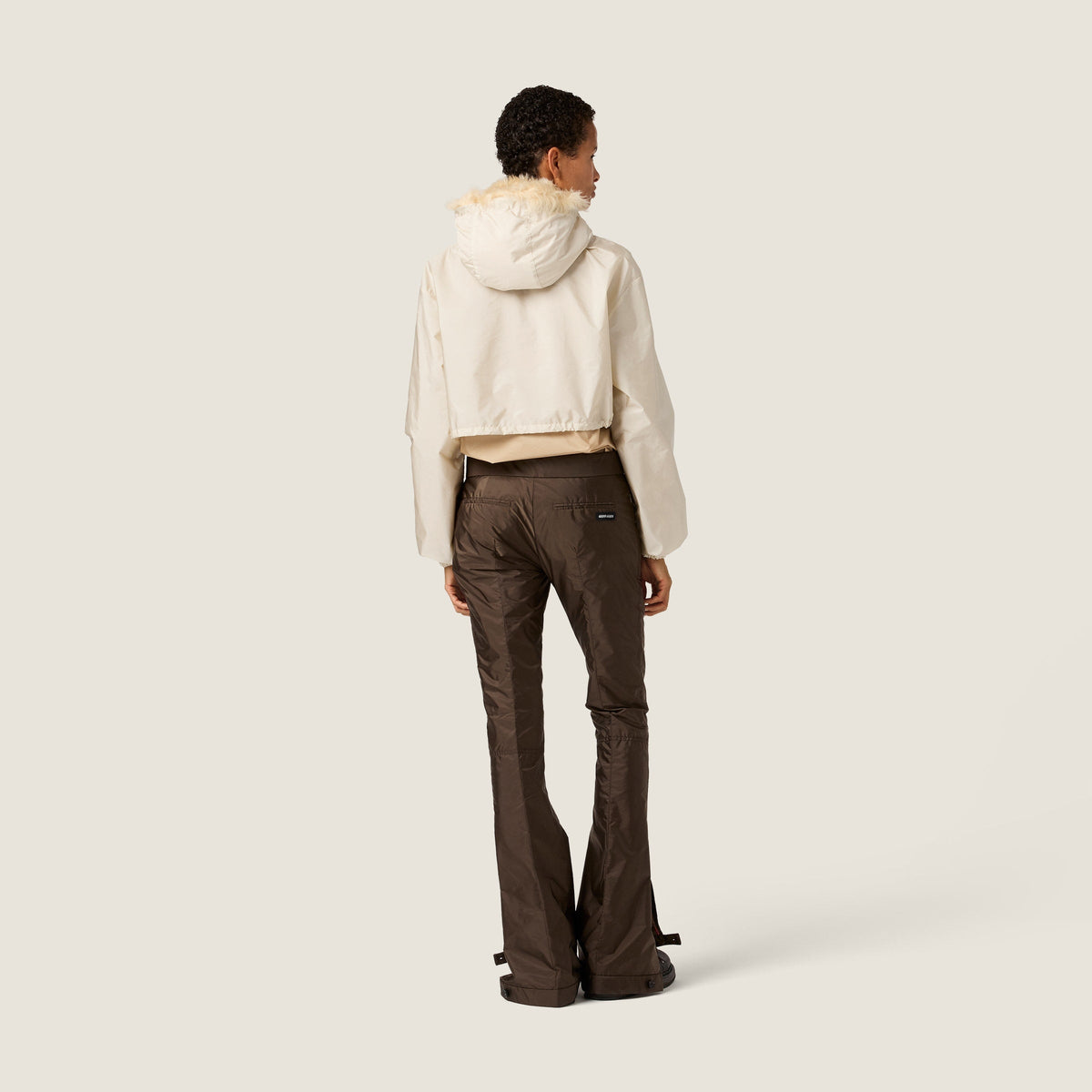 Coupe-vent en tissu technique et shearling - Ivoire