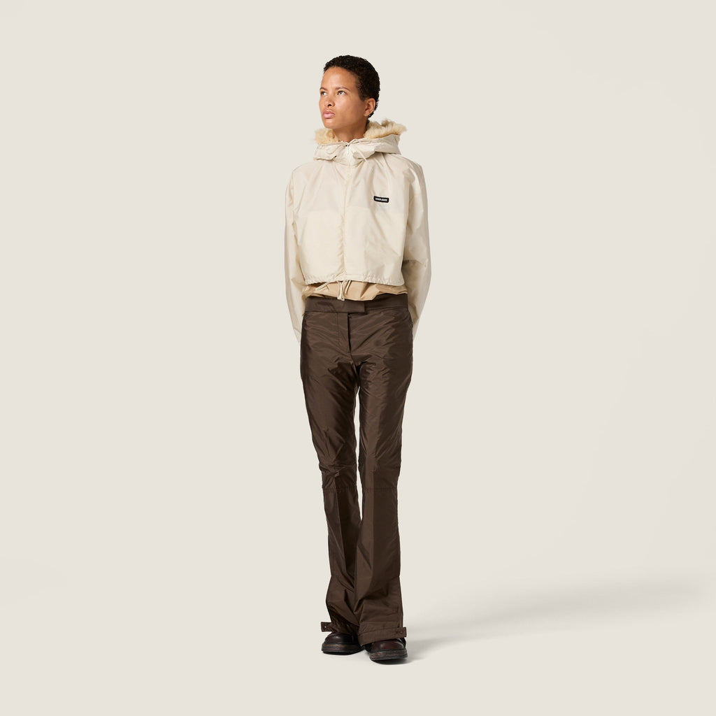 Coupe-vent en tissu technique et shearling - Ivoire