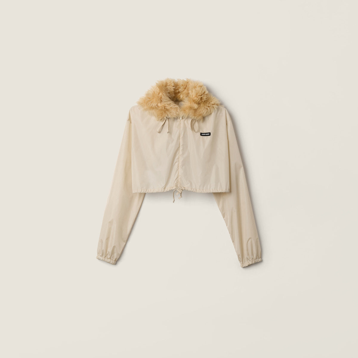 Coupe-vent en tissu technique et shearling - Ivoire