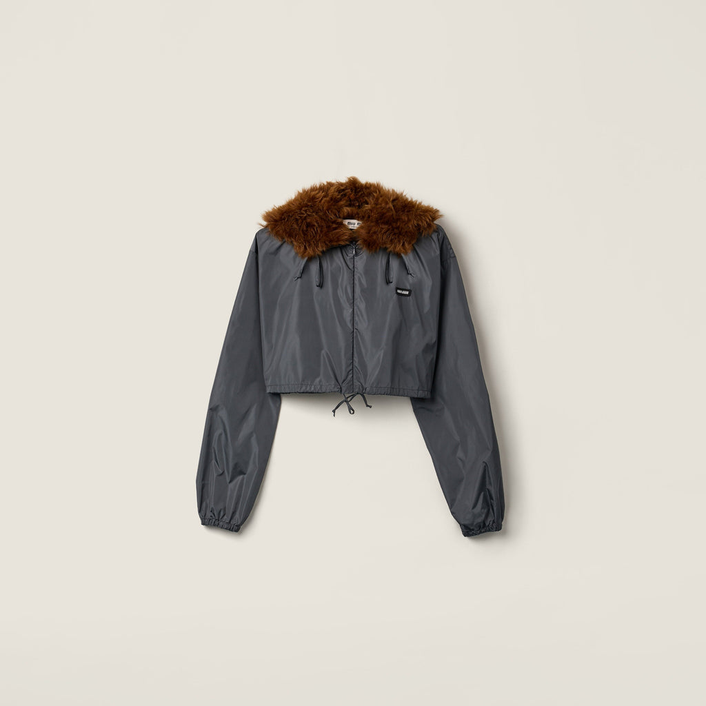 Coupe-vent en tissu technique et shearling - Hématite