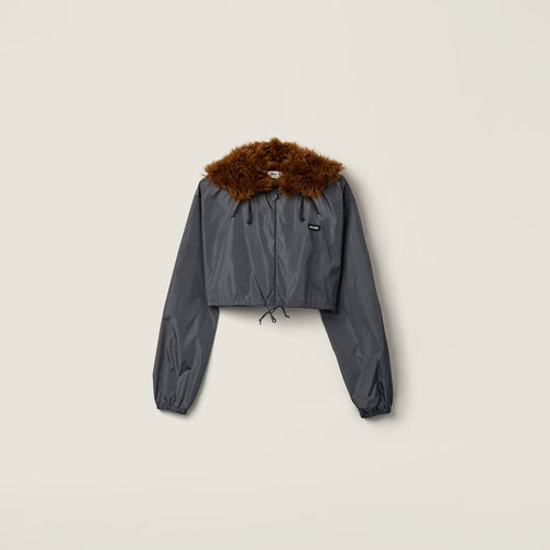 Coupe-vent en tissu technique et shearling - Hématite