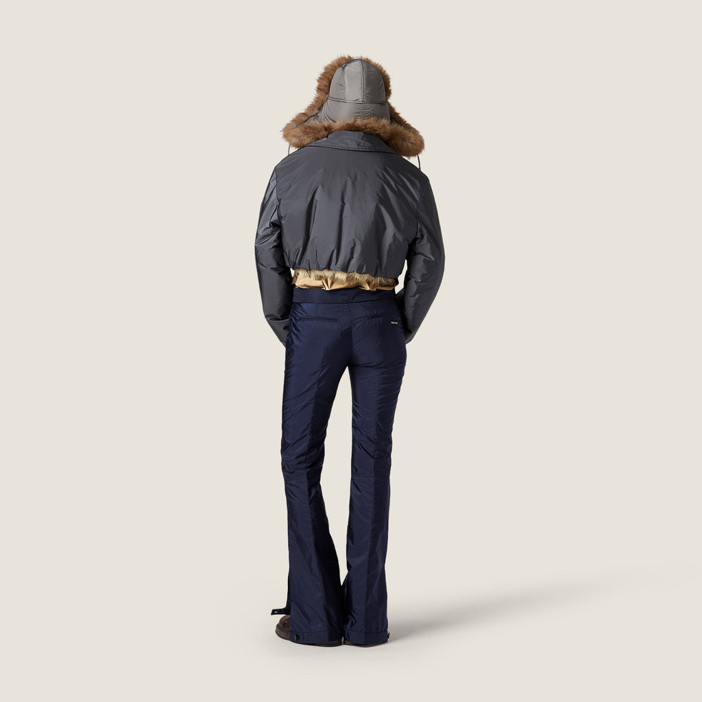 Blouson en tissu technique et shearling - Hématite
