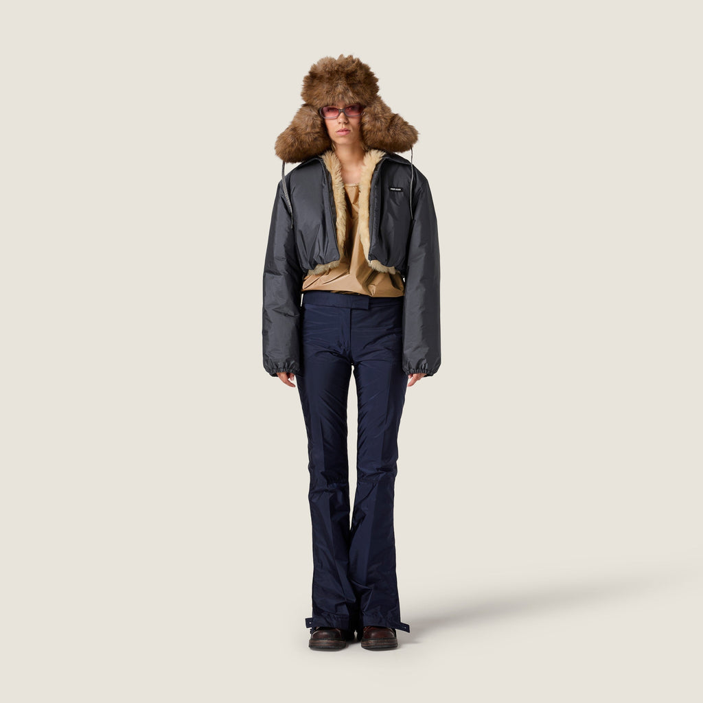 Blouson en tissu technique et shearling - Hématite