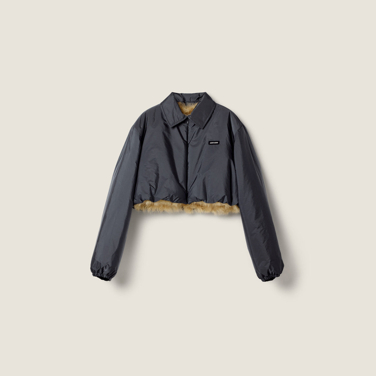 Blouson en tissu technique et shearling - Hématite