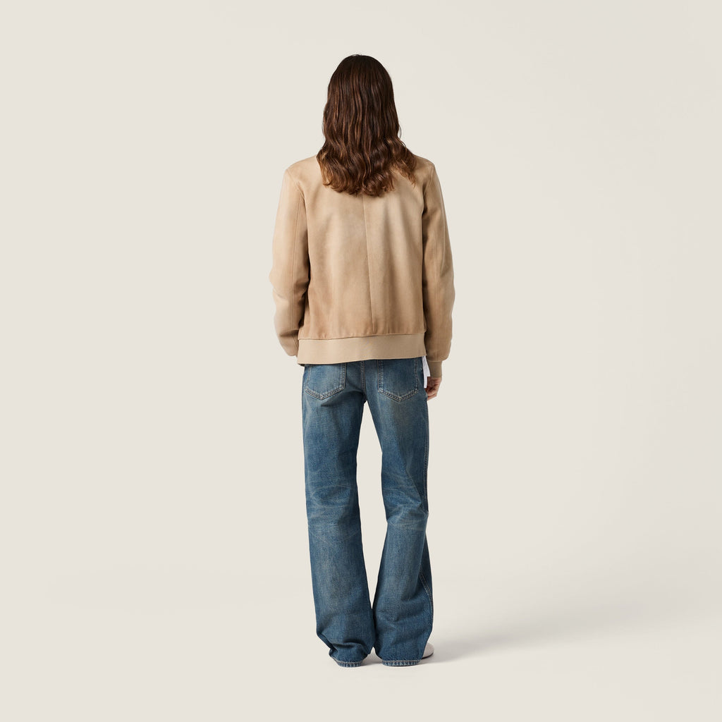 Blouson en suède ciré