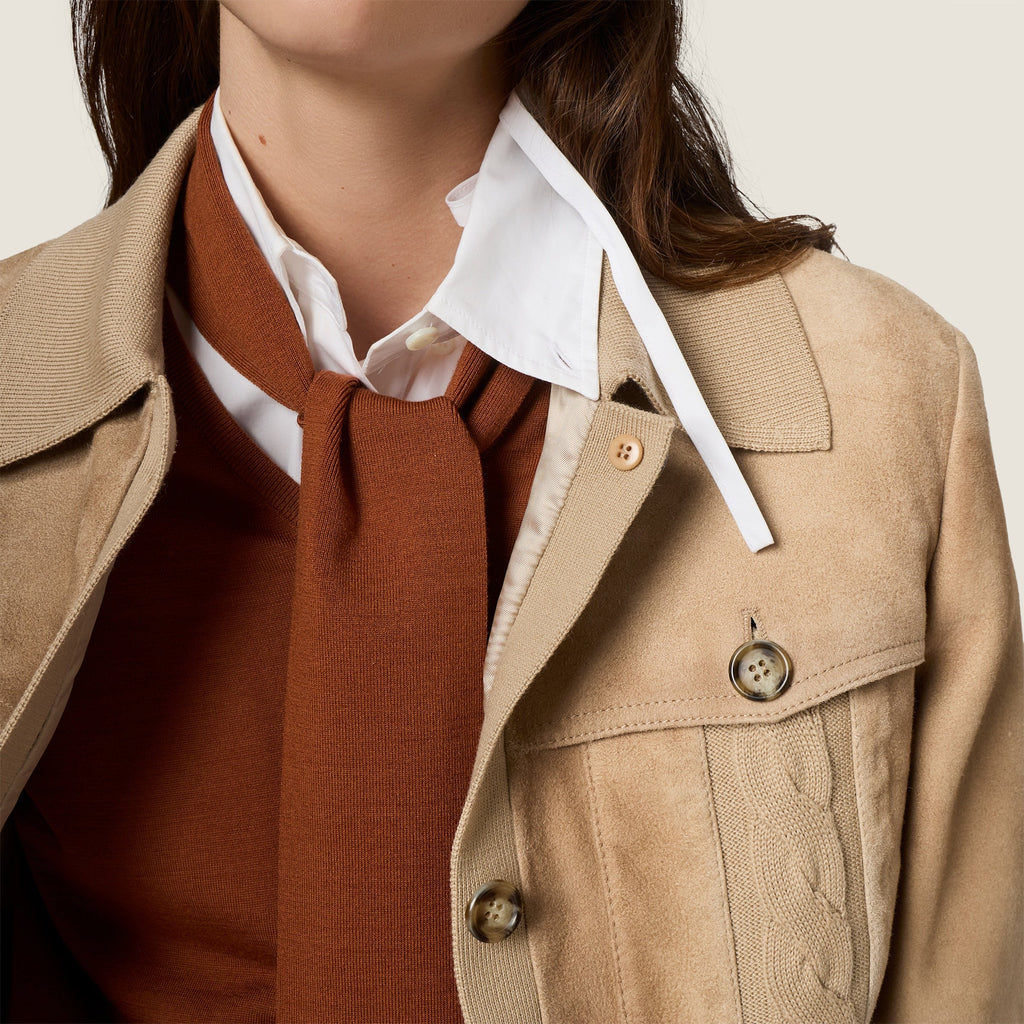 Blouson en suède ciré