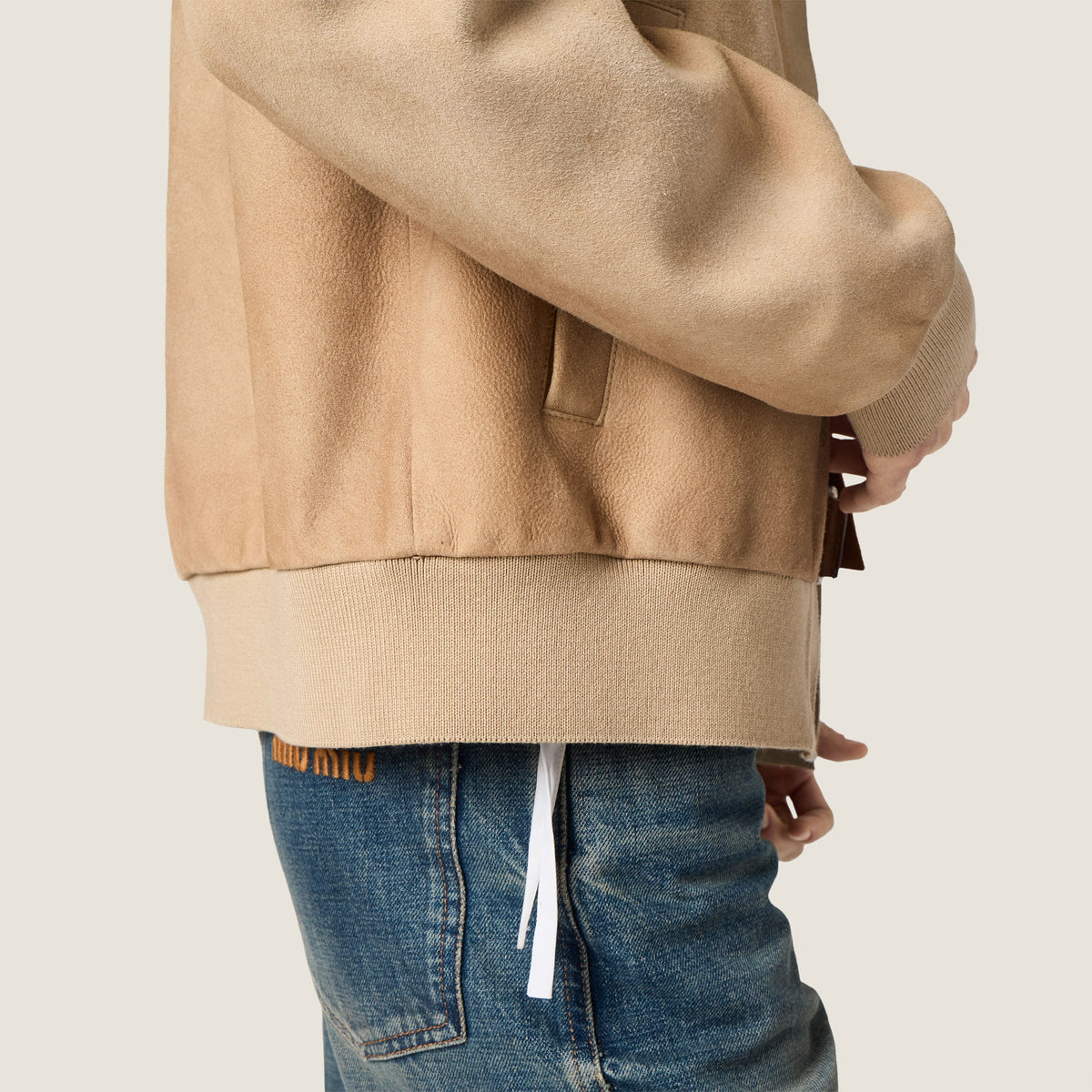 Blouson en suède ciré