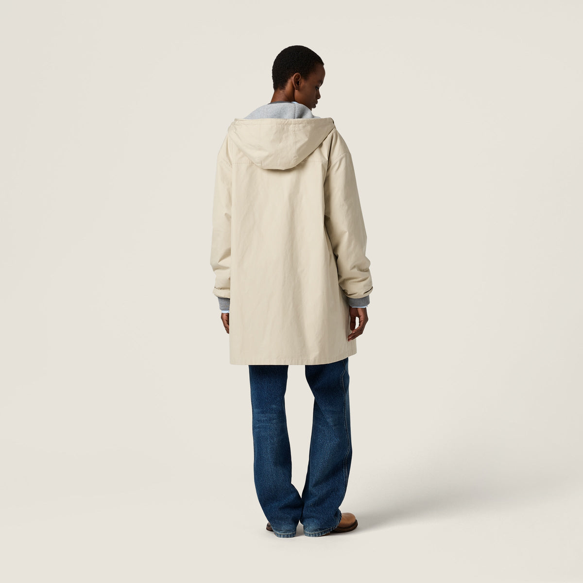 Caban droit en coton Panama et polaire - Beige Sable