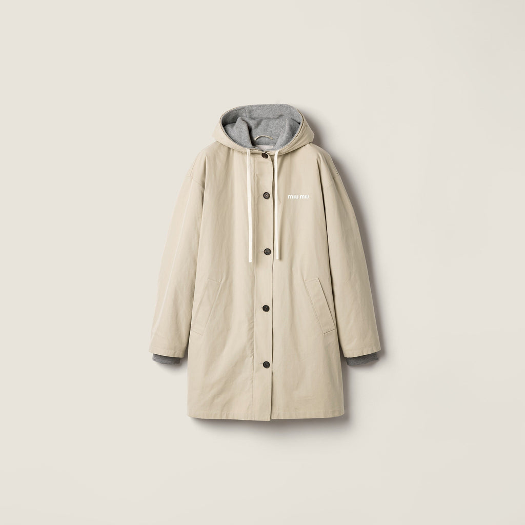 Caban droit en coton Panama et polaire - Beige Sable