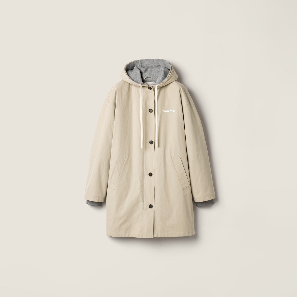 Caban droit en coton Panama et polaire - Beige Sable