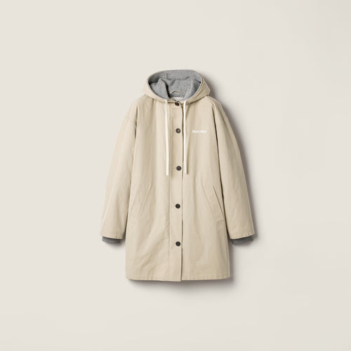 Caban droit en coton Panama et polaire - Beige Sable
