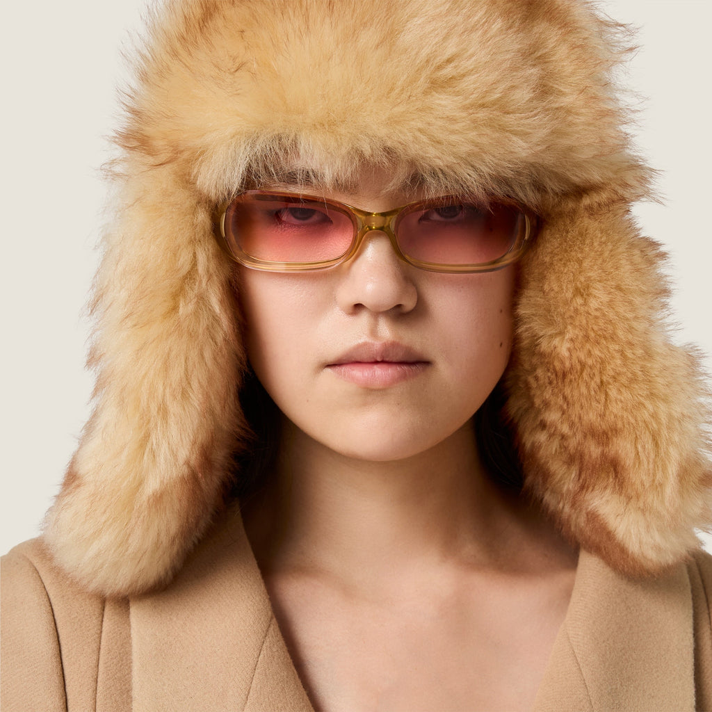 Manteau droit en laine double - Noisette