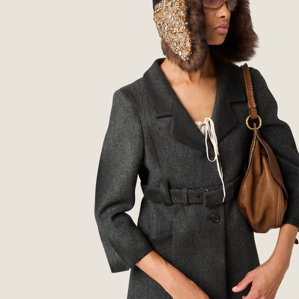 Manteau droit en laine double