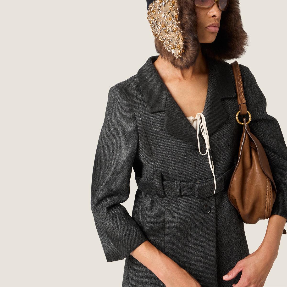 Manteau droit en laine double