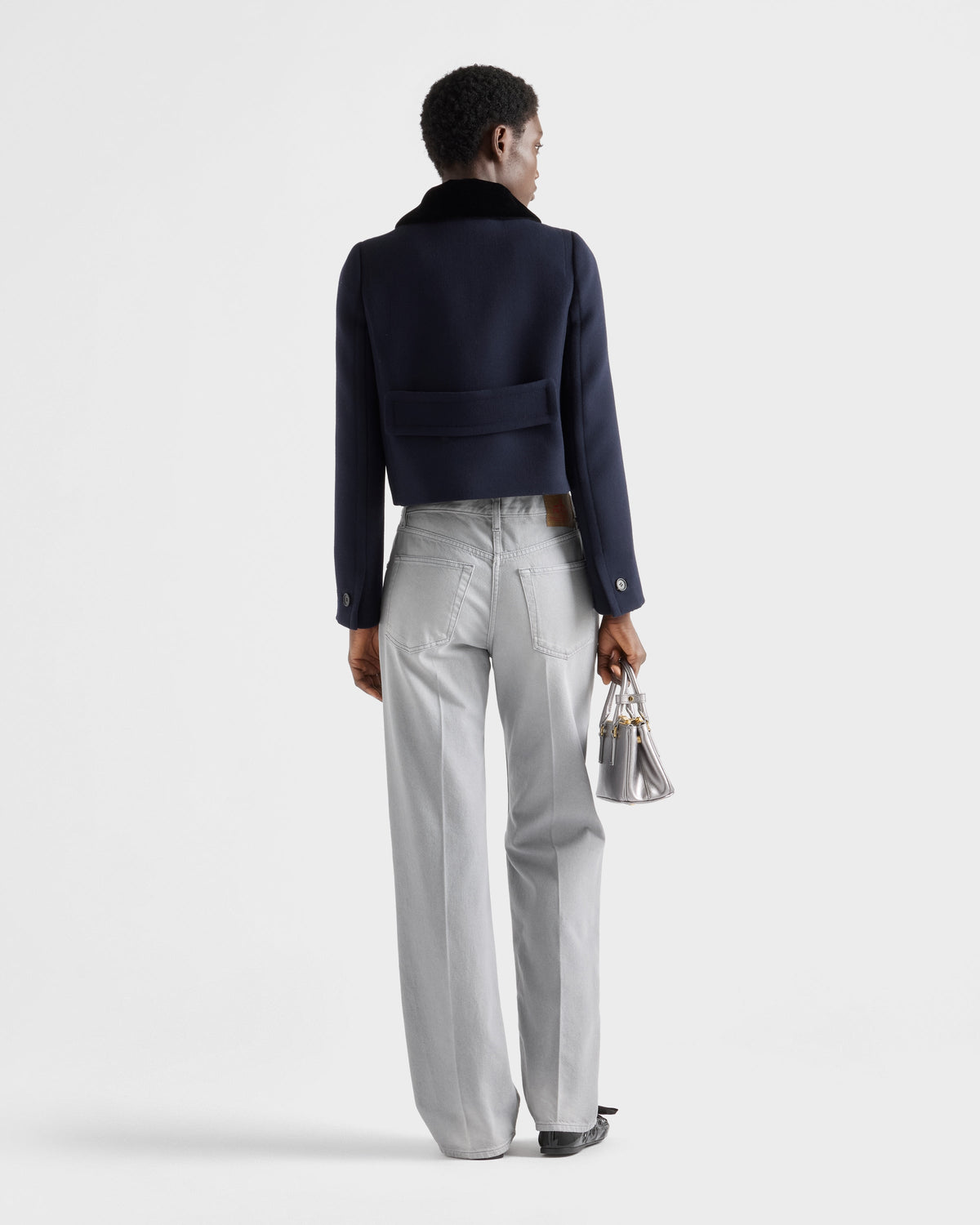 Veste droite en tissu natté - Bleu
