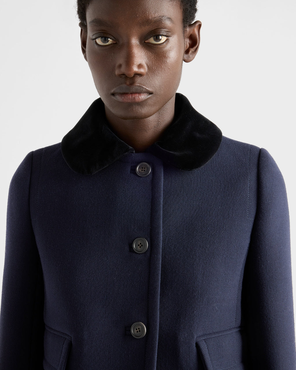 Veste droite en tissu natté - Bleu