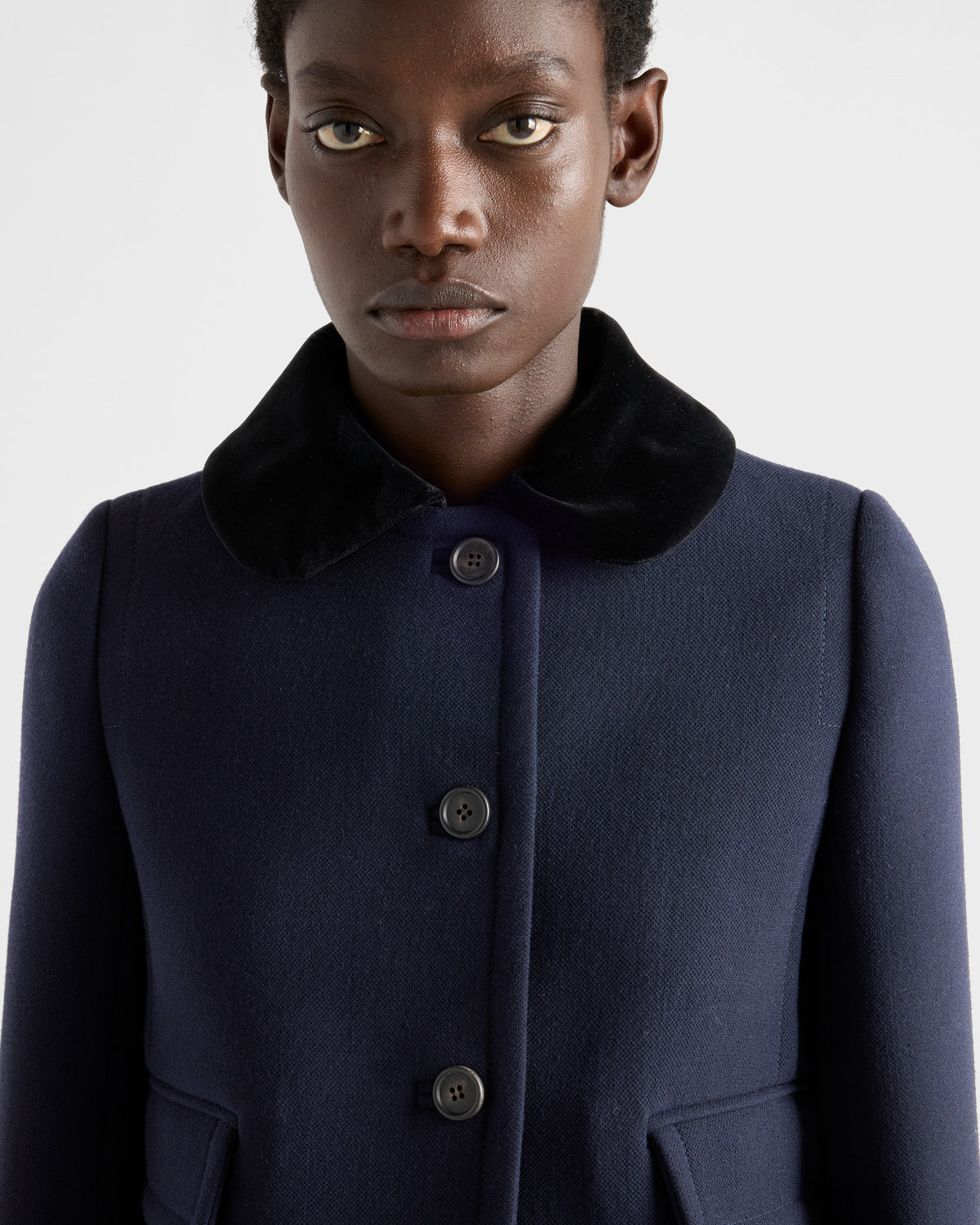 Veste droite en tissu natté - Bleu