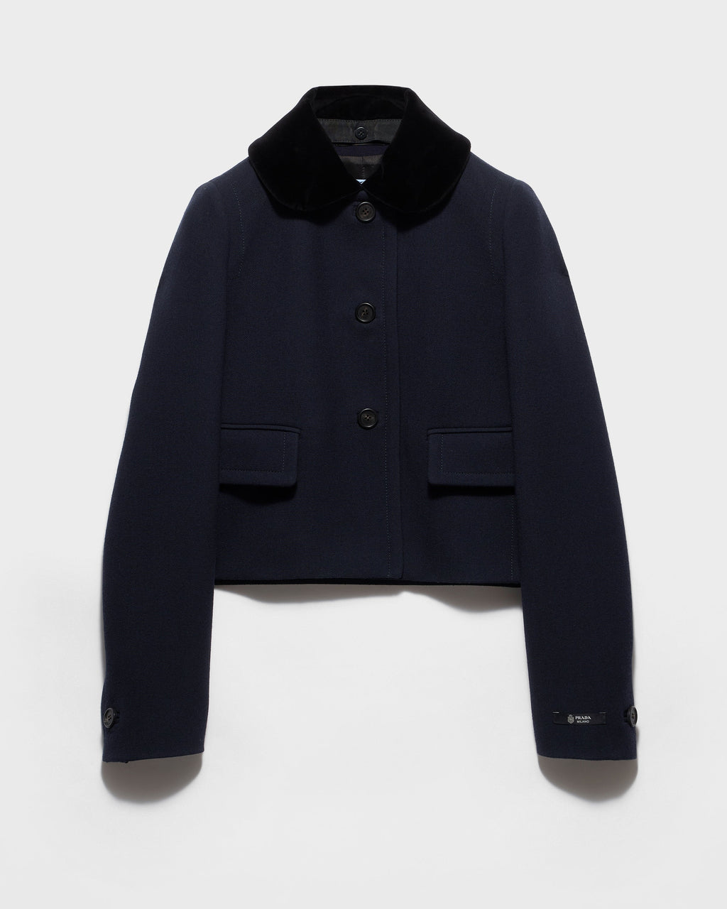 Veste droite en tissu natté - Bleu