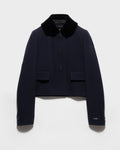 Veste droite en tissu natté - Bleu