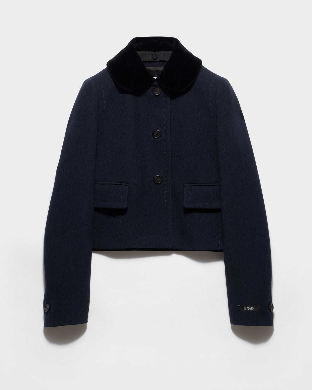 Veste droite en tissu natté - Bleu