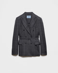 Veste croisée en laine à carreaux - Gris Anthracite