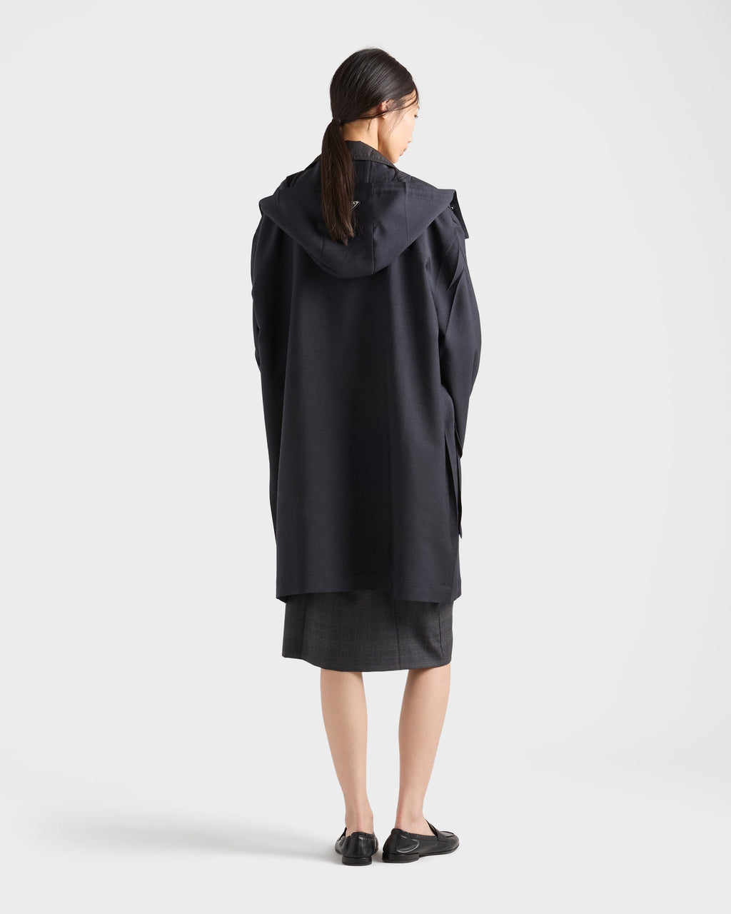 Manteau droit en mohair de chevreau et gabardine Re-Nylon - Bleu