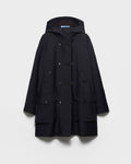 Manteau droit en mohair de chevreau et gabardine Re-Nylon - Bleu