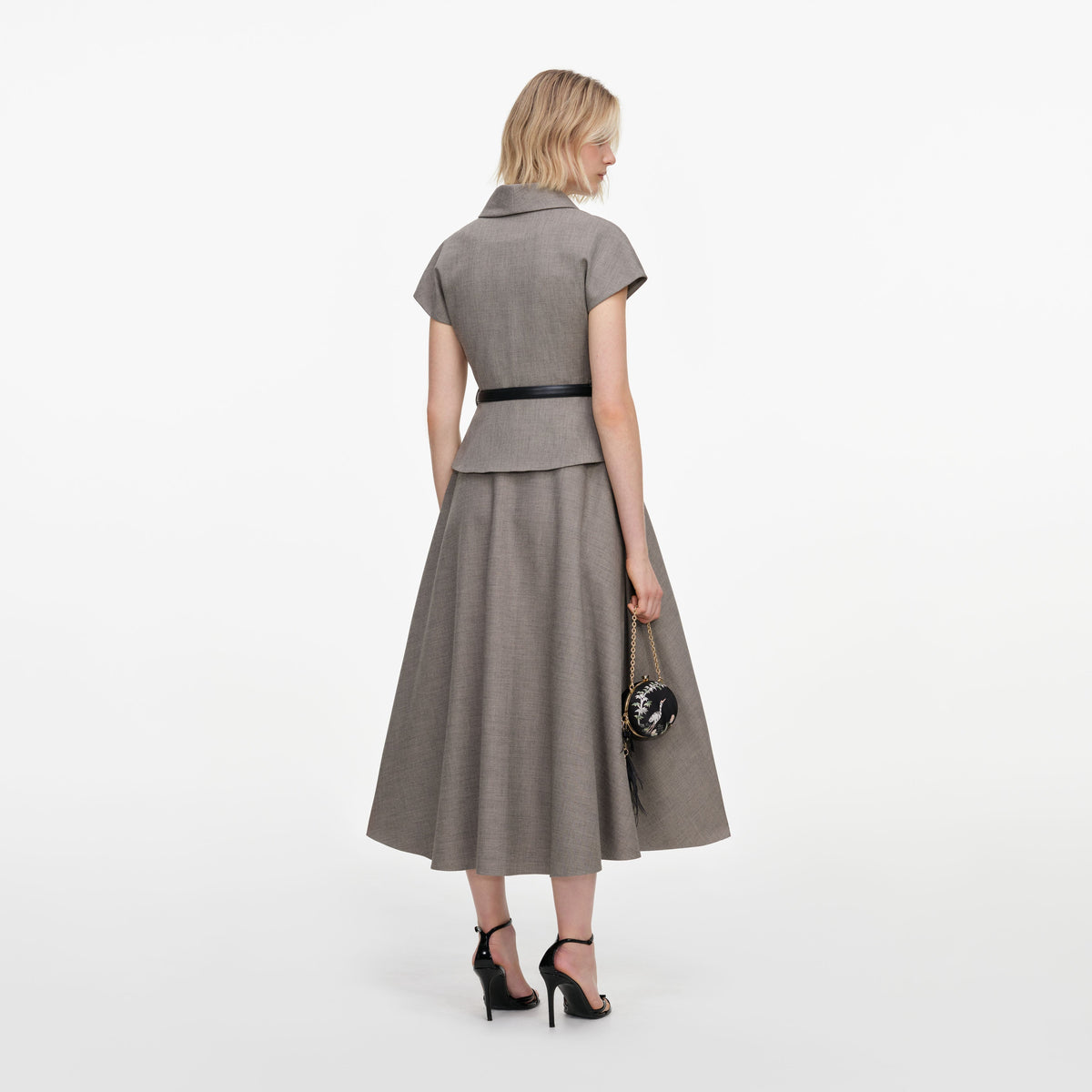 Robe mi-longue en twill à broche Marron - Marron