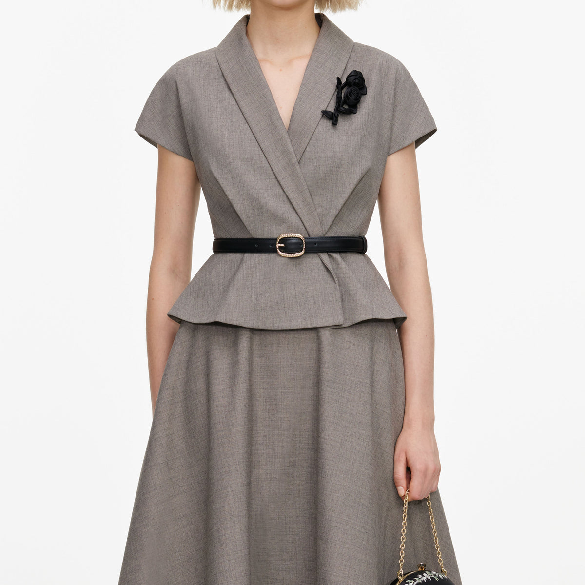 Robe mi-longue en twill à broche Marron - Marron
