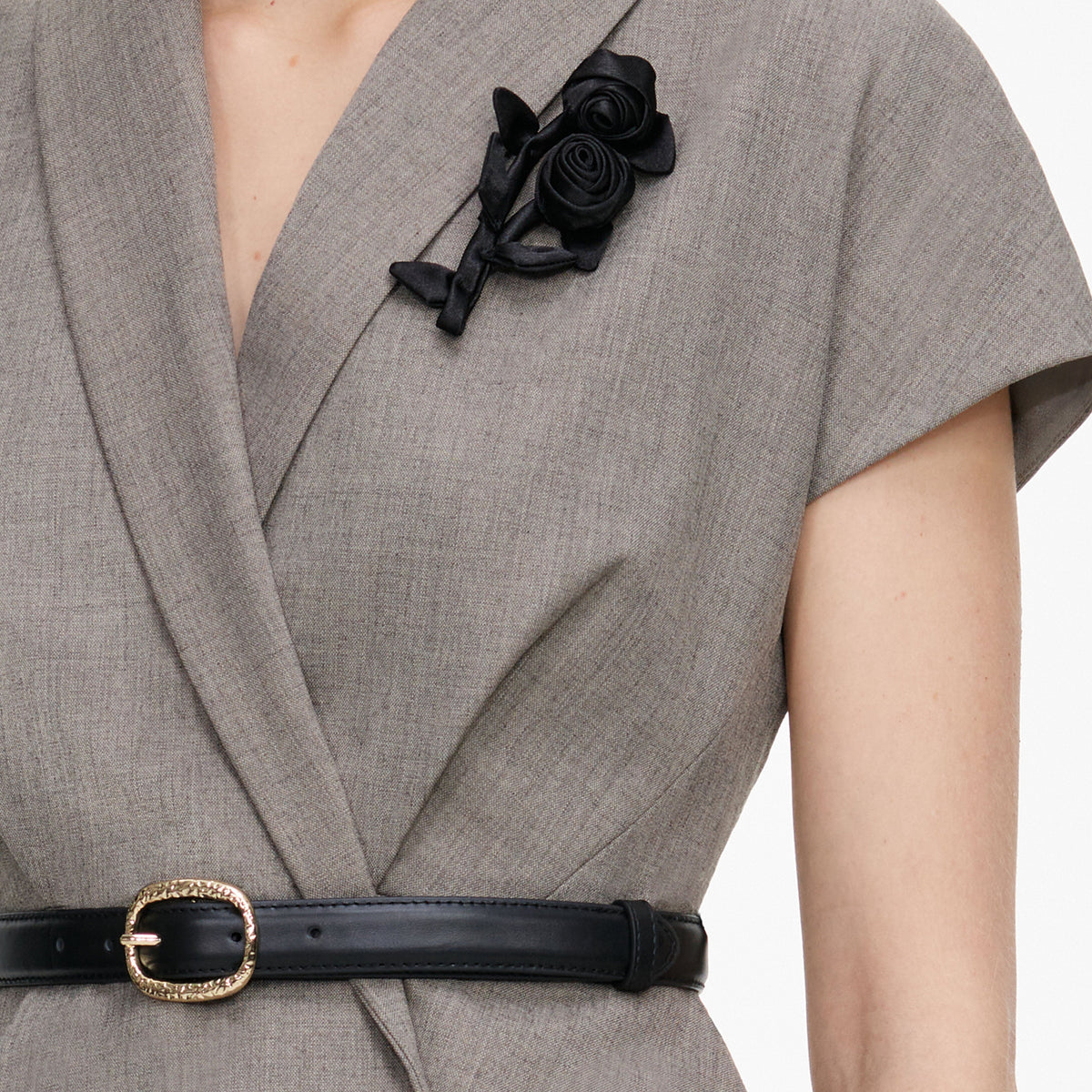Robe mi-longue en twill à broche Marron - Marron