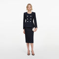 Robe mi-longue en bouclé Bleu marine - Bleu marine