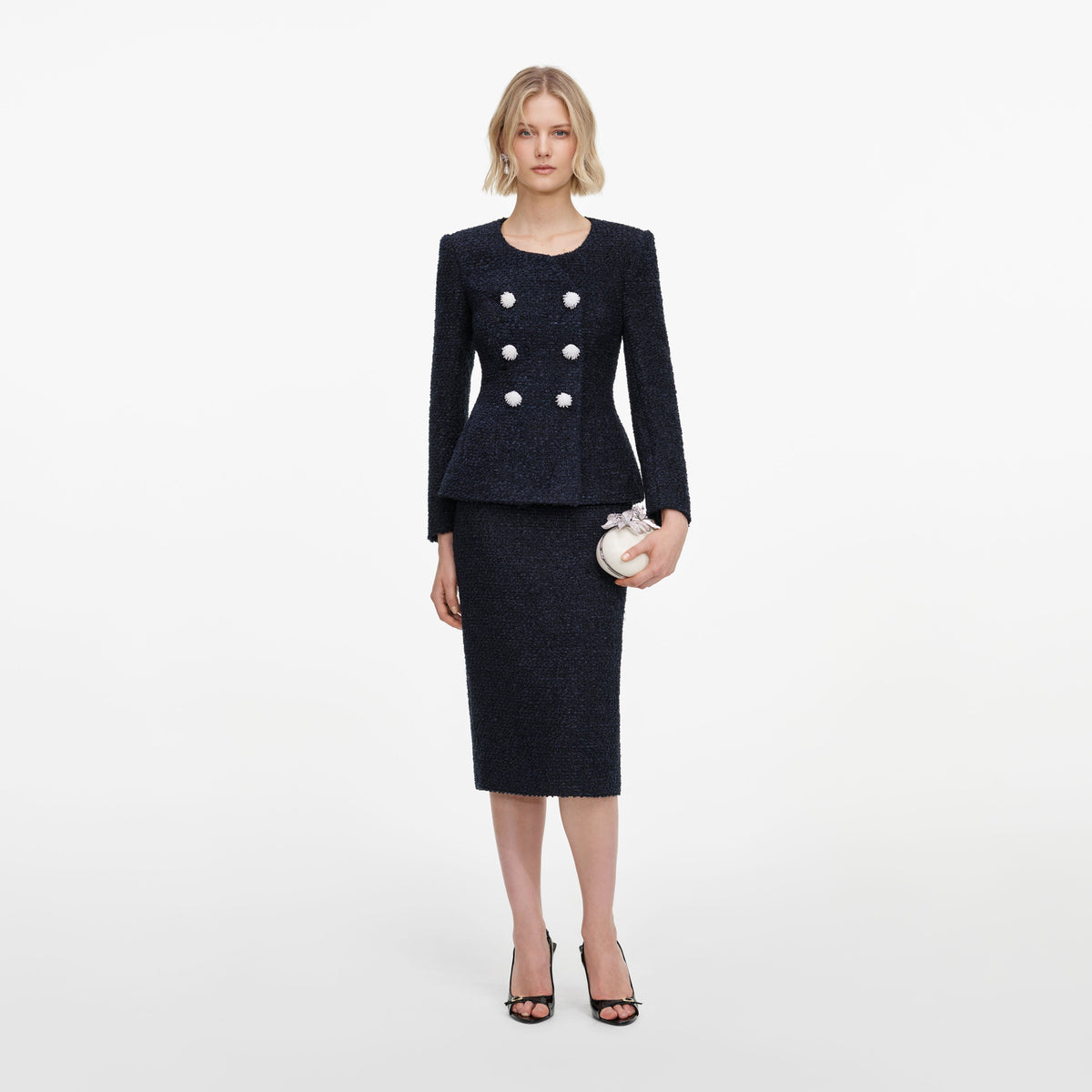 Robe mi-longue en bouclé Bleu marine - Bleu marine