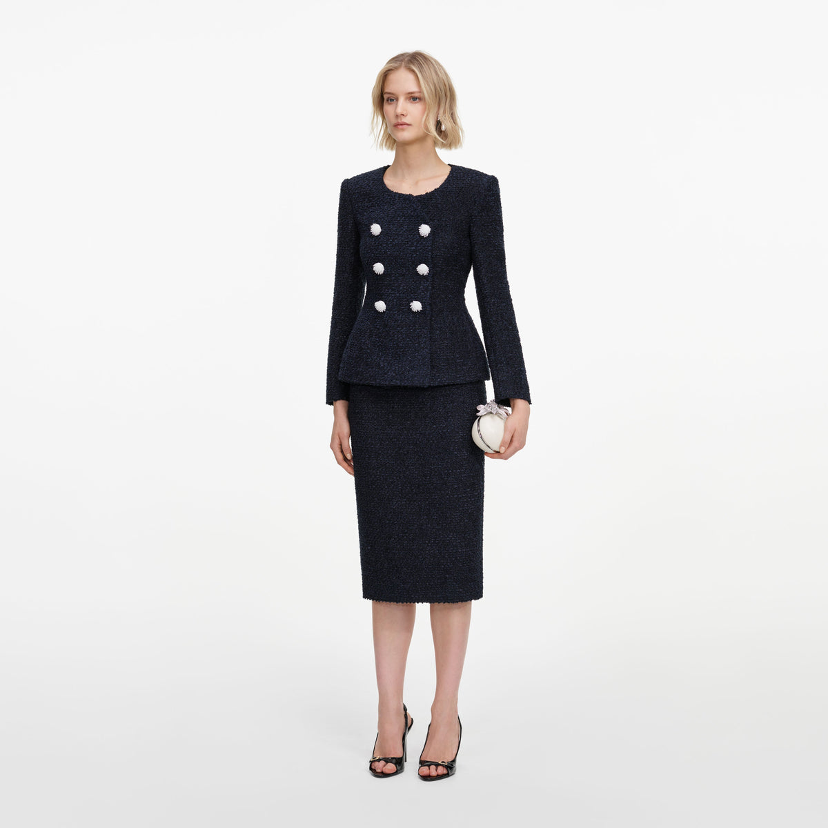 Robe mi-longue en bouclé Bleu marine - Bleu marine