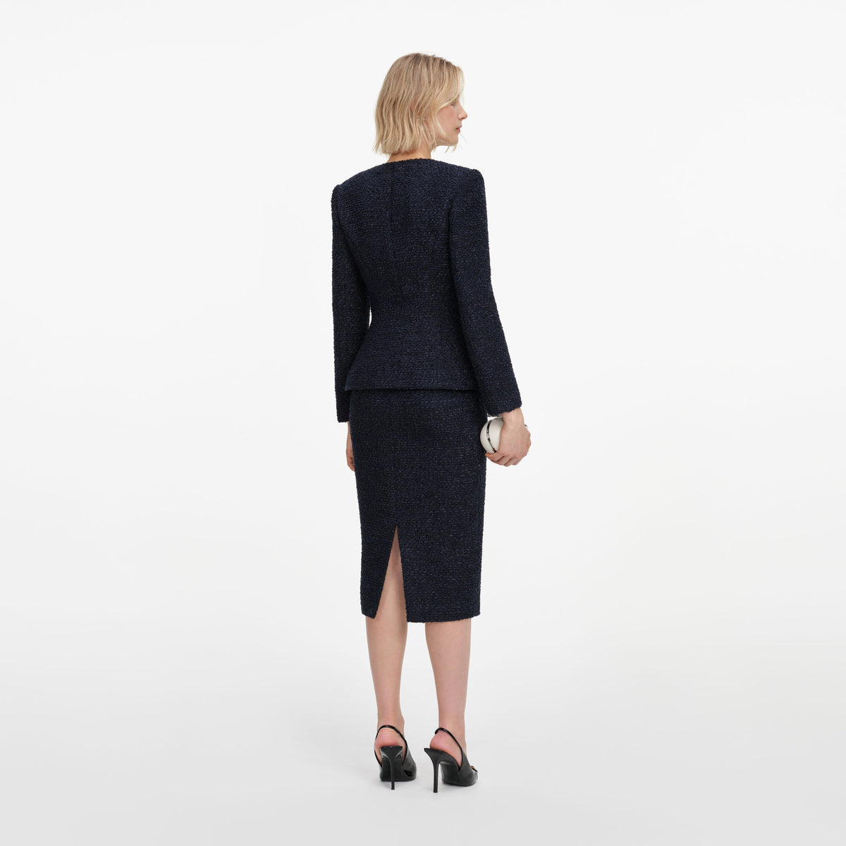 Robe mi-longue en bouclé Bleu marine - Bleu marine