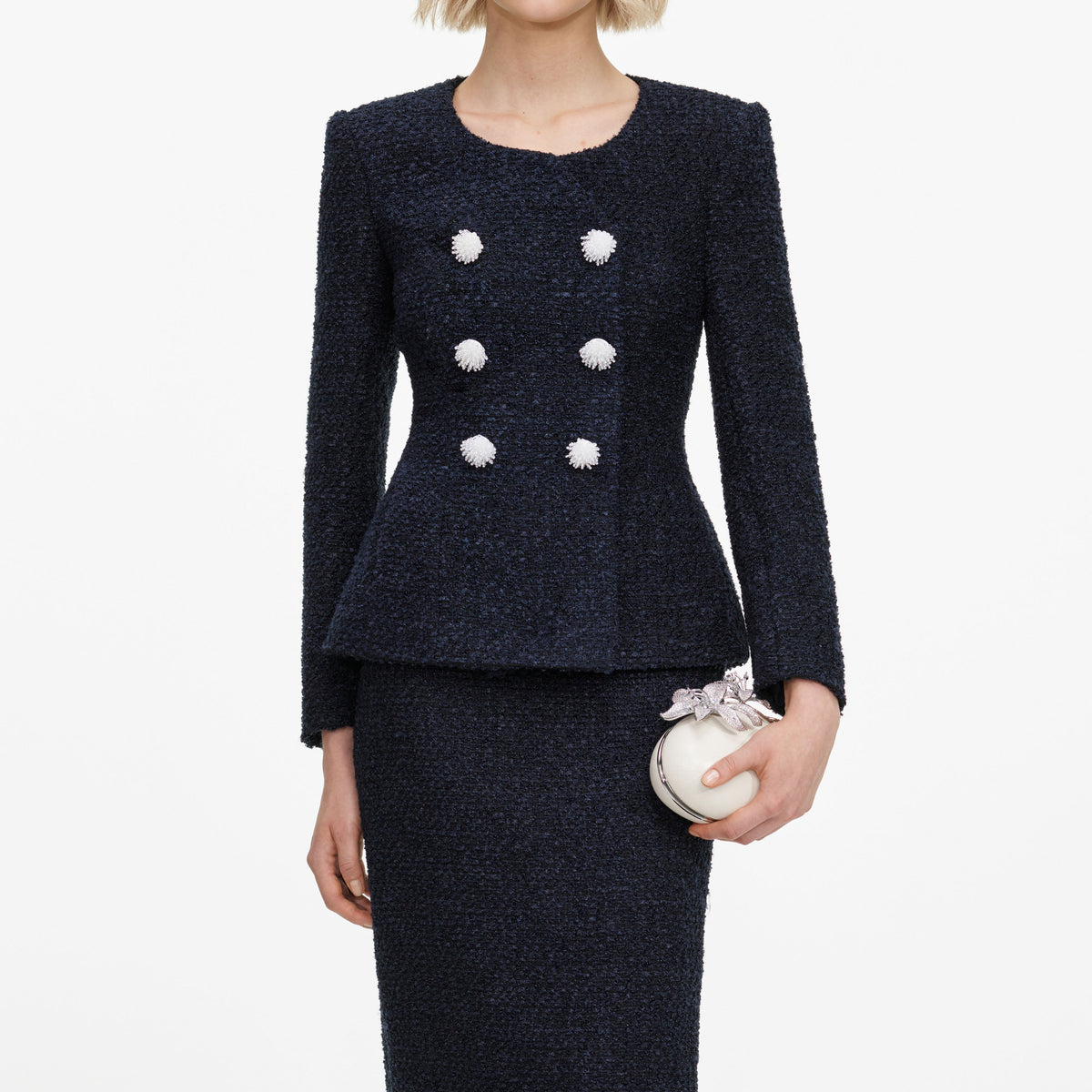 Robe mi-longue en bouclé Bleu marine - Bleu marine